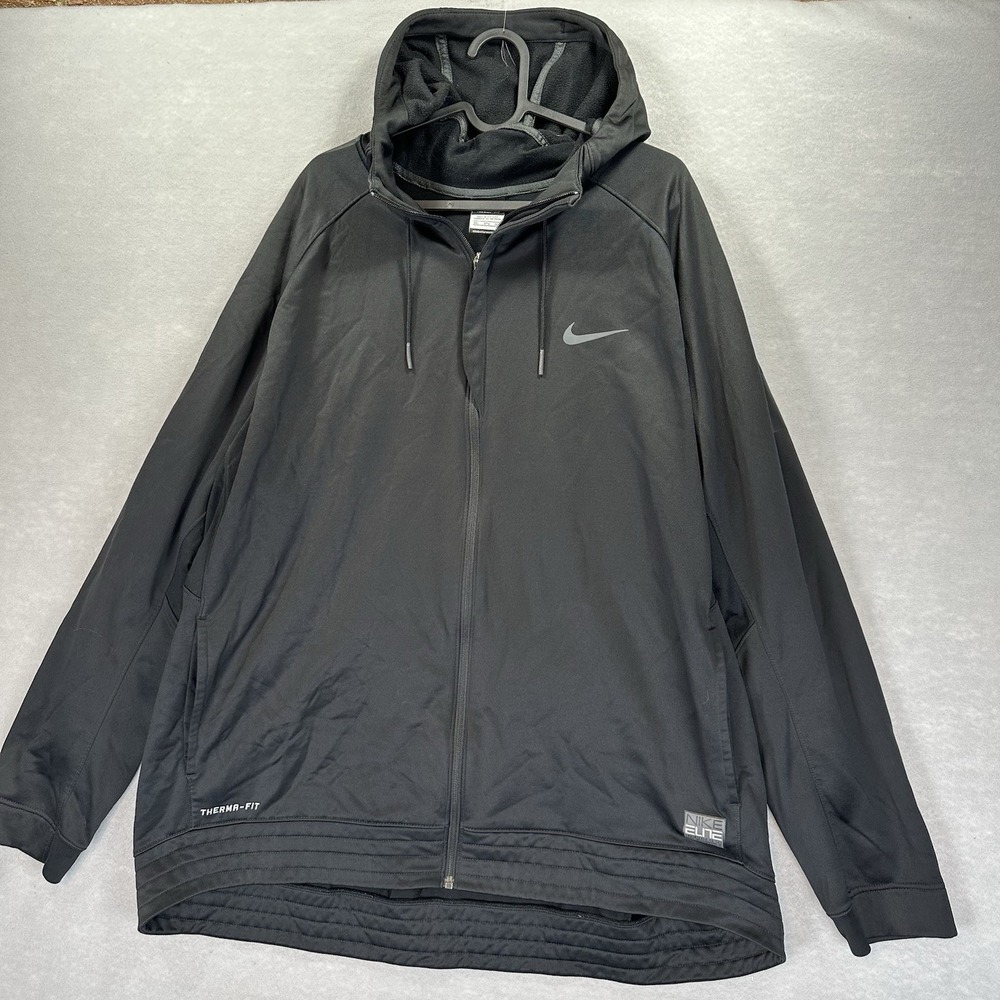 Nike Dri-FIT Elite Full Zip Hoodie Jacket All Black 3XL Training Sweatshirt Fit